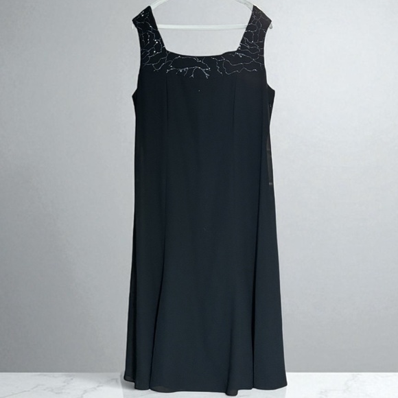 18W Semi formal black dress MOTB MOTG A line plus after 5 square neck - Picture 1 of 5